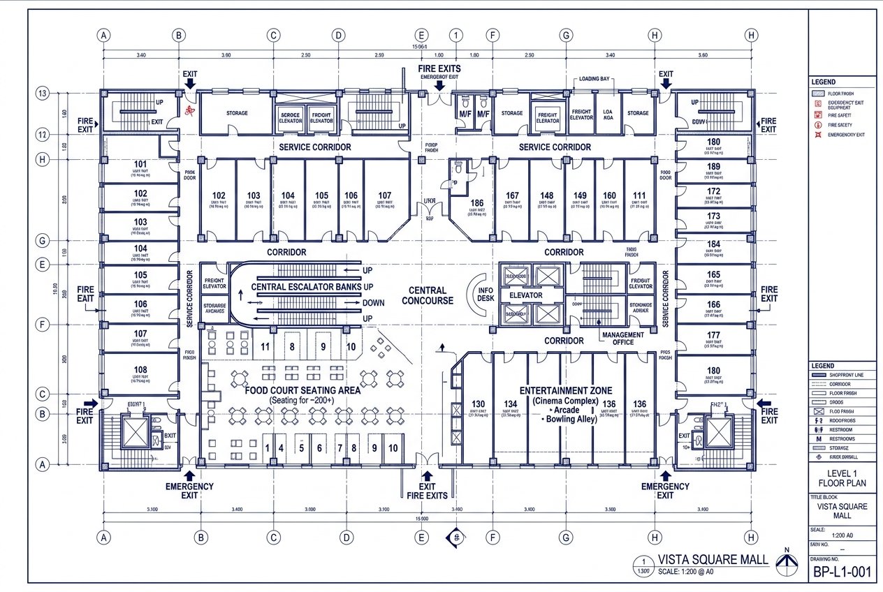 Vista Square RETAIL SHOPS FLOOR PLAN Blueprint Layout